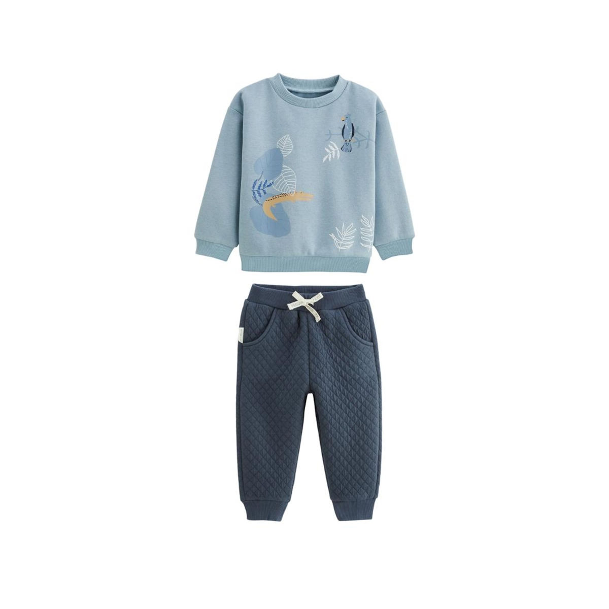 Petit Béguin Ensemble bébé sweat-shirt et pantalon en molleton Félintrépide