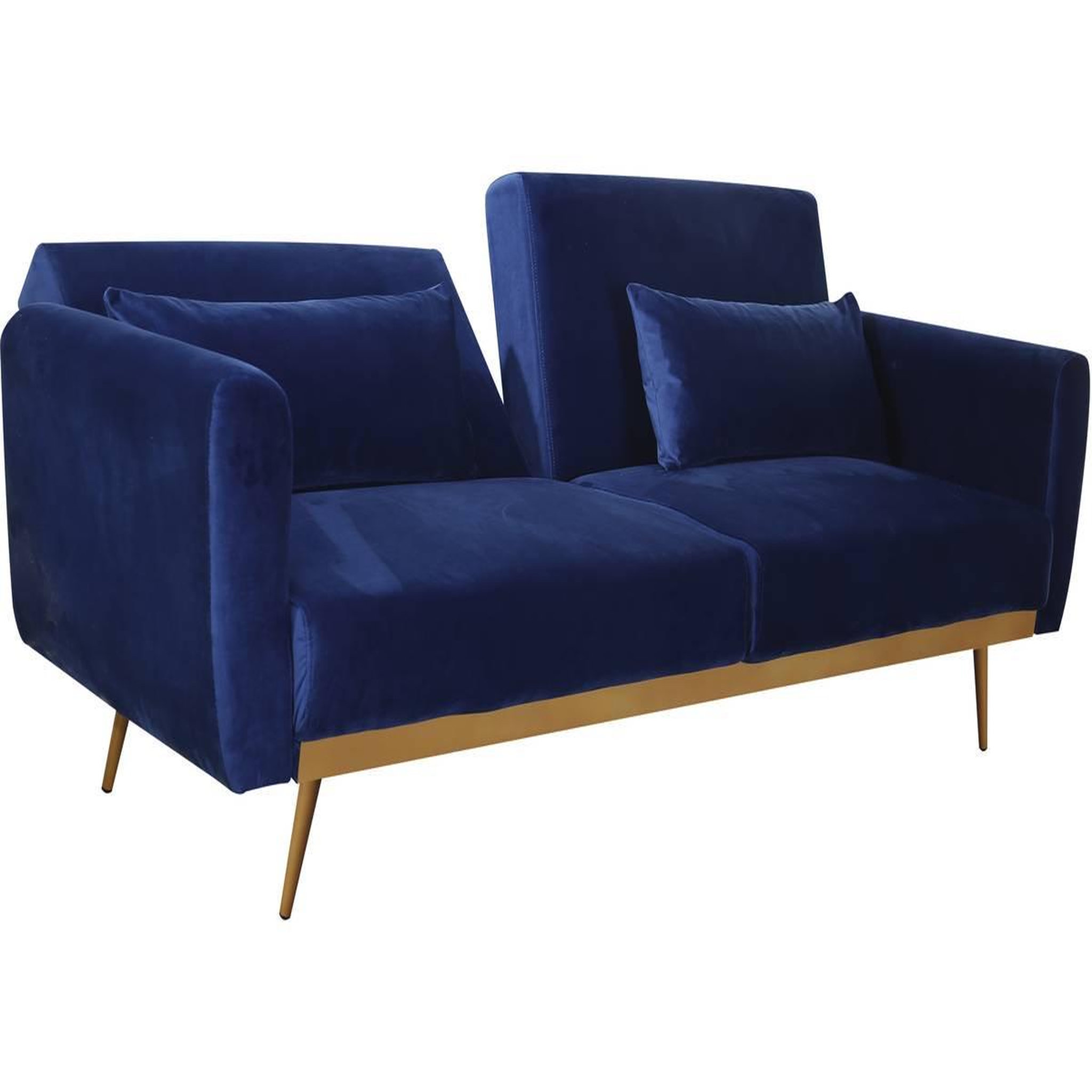 Voir la diapositive 4 : Habitat et Jardin Canapé Clic Clac en velours  Donia  - 203 x 81 x 83 cm - 3 places -  Bleu foncé