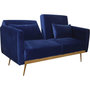 Voir la diapositive 4 : Habitat et Jardin Canapé Clic Clac en velours  Donia  - 203 x 81 x 83 cm - 3 places -  Bleu foncé