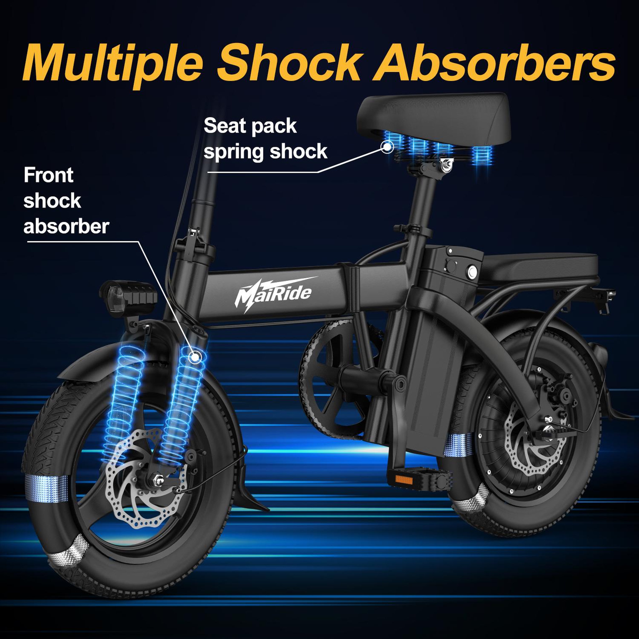 Voir la diapositive 4 : MAIRIDE Vélo électrique pliable mairide f6, batterie amovible 480 wh, écran lcd, noir