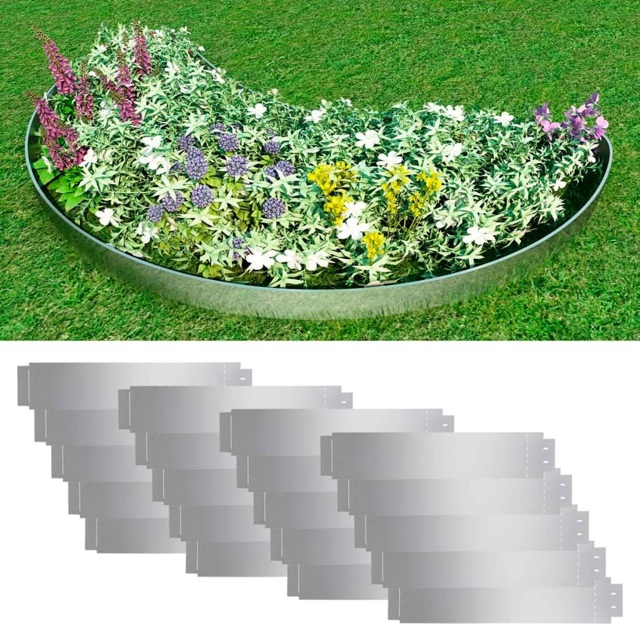 Voir la diapositive 1 : VIDAXL Cloture de pelouse 20 pcs Acier galvanise 100x20 cm
