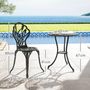 Voir la diapositive 3 : OUTSUNNY Ensemble salon de jardin 2 places 2 chaises + table ronde fonte d'aluminium imitation fer forgé noir effet vieilli