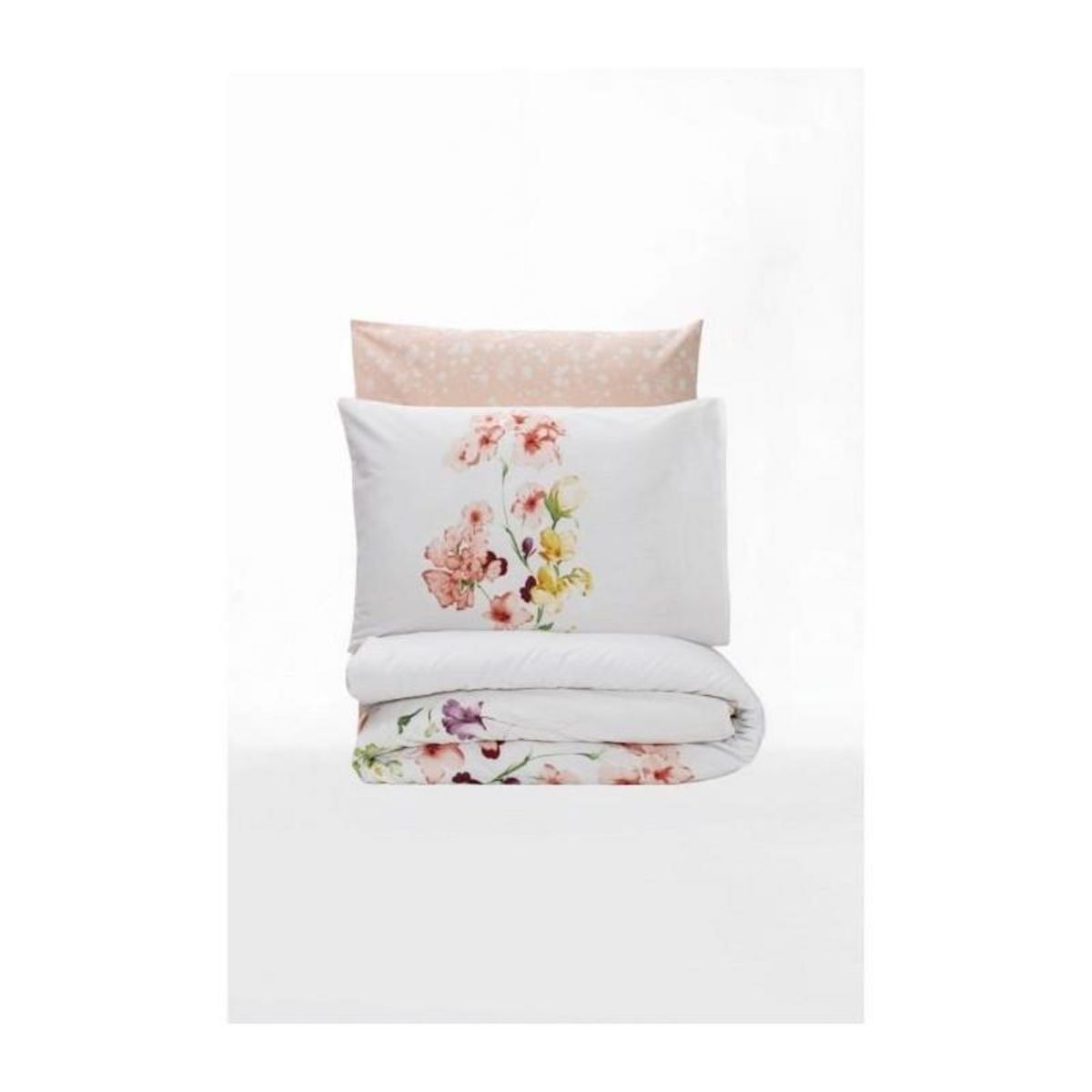 GENERIQUE Parure de lit - 129CTN64416 - 1 housse de couette 220 x 240 cm + 2 taies d'oreiller 60 x 60 cm - 100% coton ranforcé - Blanc