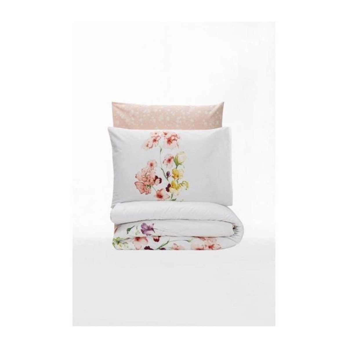 GENERIQUE Parure de lit - 129CTN64416 - 1 housse de couette 220 x 240 cm + 2 taies d'oreiller 60 x 60 cm - 100% coton ranforcé - Blanc