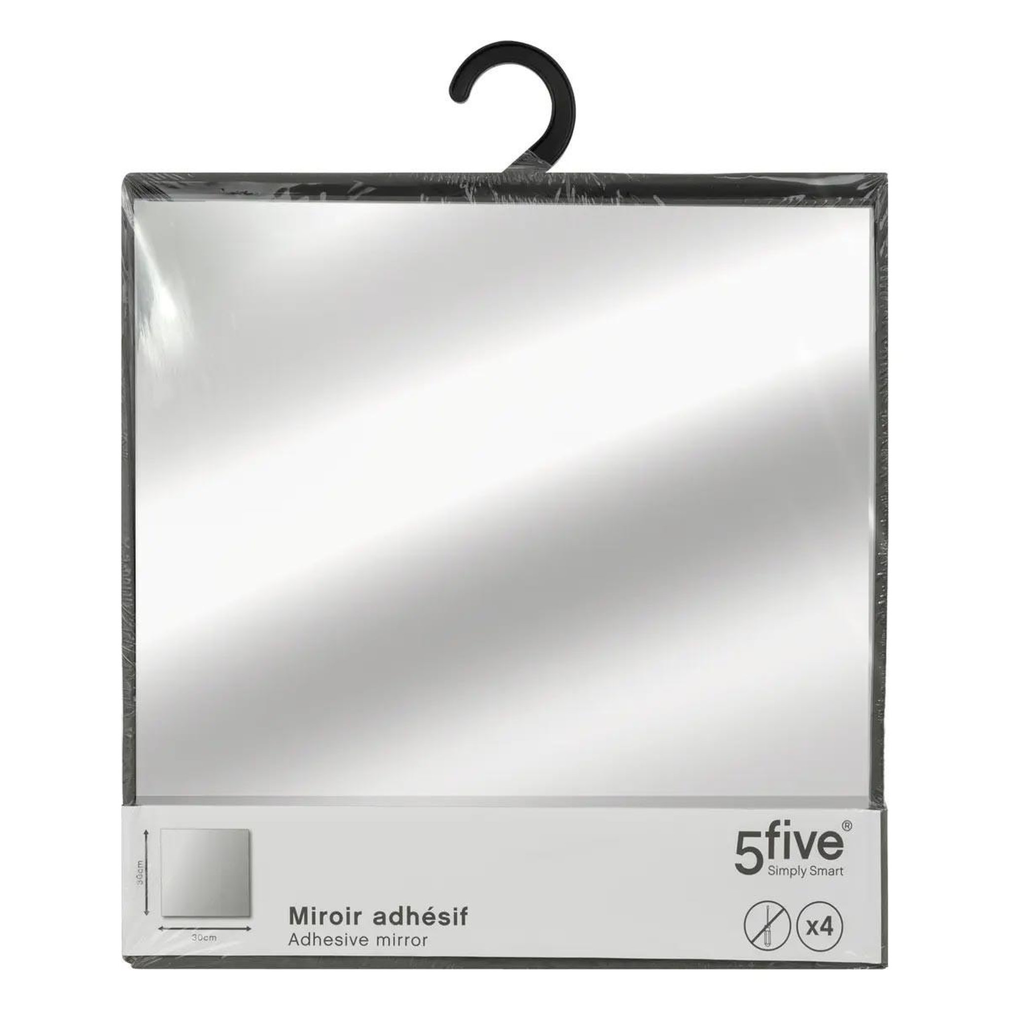 Voir la diapositive 4 : ATMOSPHERA Lot de 4 miroirs adhésifs  carré  30x30cm argent