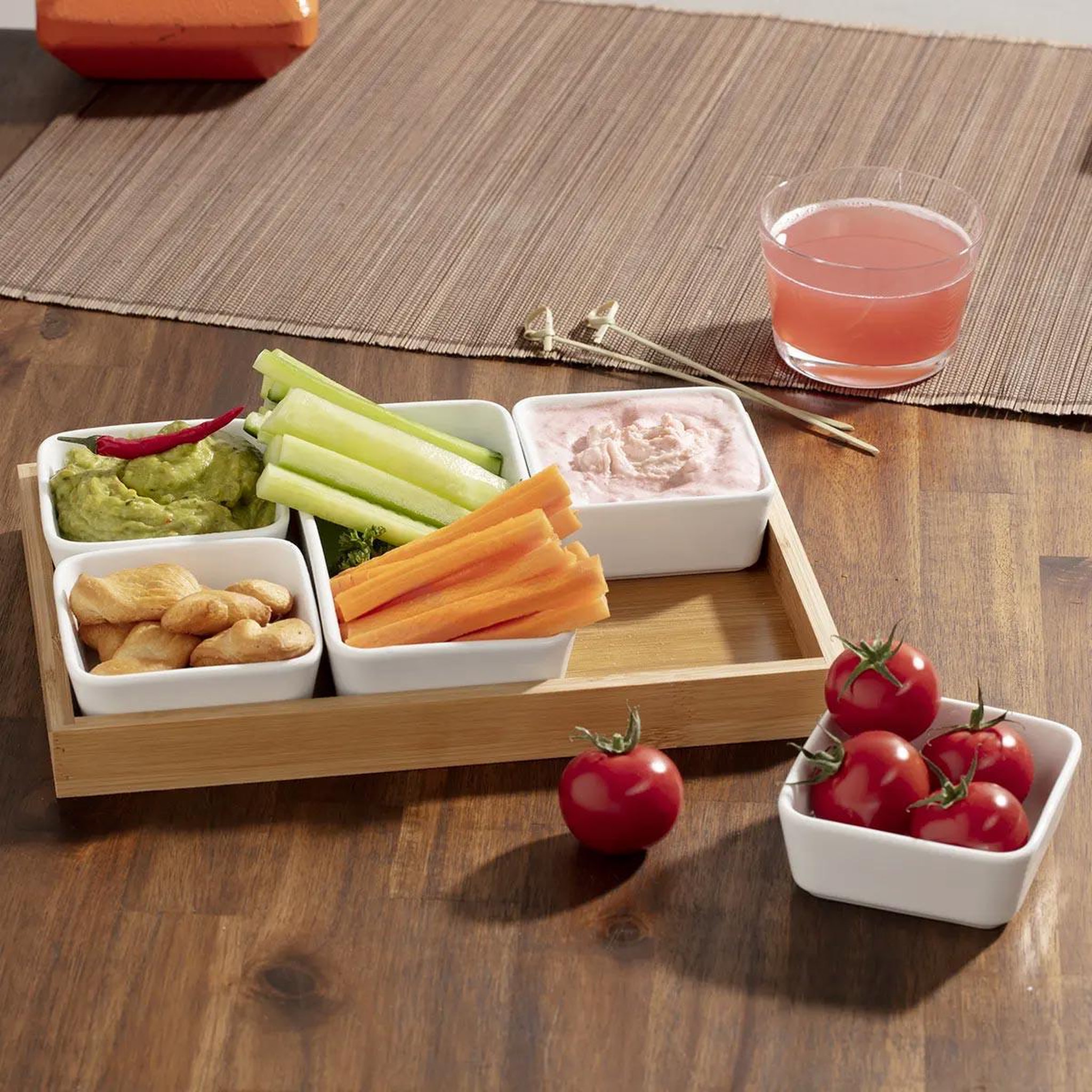 Voir la diapositive 5 : SECRET DE GOURMET Set Apéritif 6 Pièces  Bambou  28cm Naturel