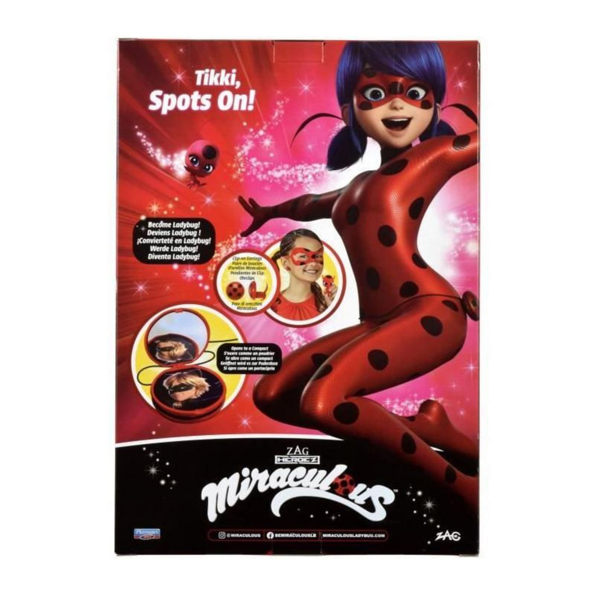 BANDAI Déguisement Ladybug - Masque Yoyo Miroir Boucles d'oreilles Kwami Tikki - BANDAI - Miraculous Ladybug - Set de transformation