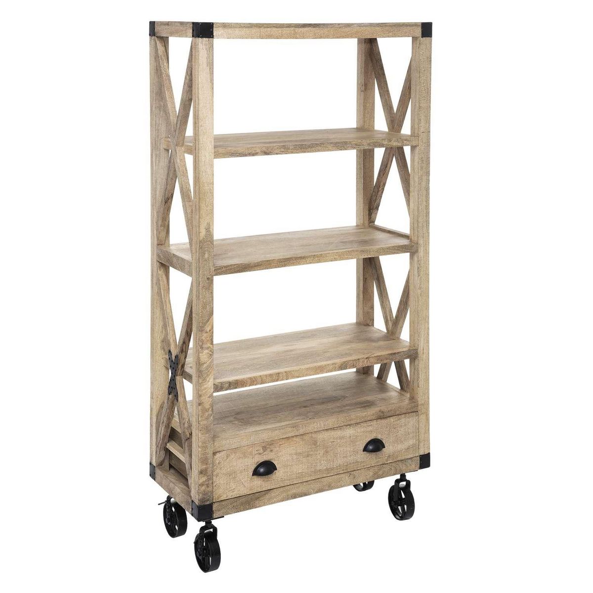 ATMOSPHERA Bibliothèque 1 tiroir en bois SILAS - Beige