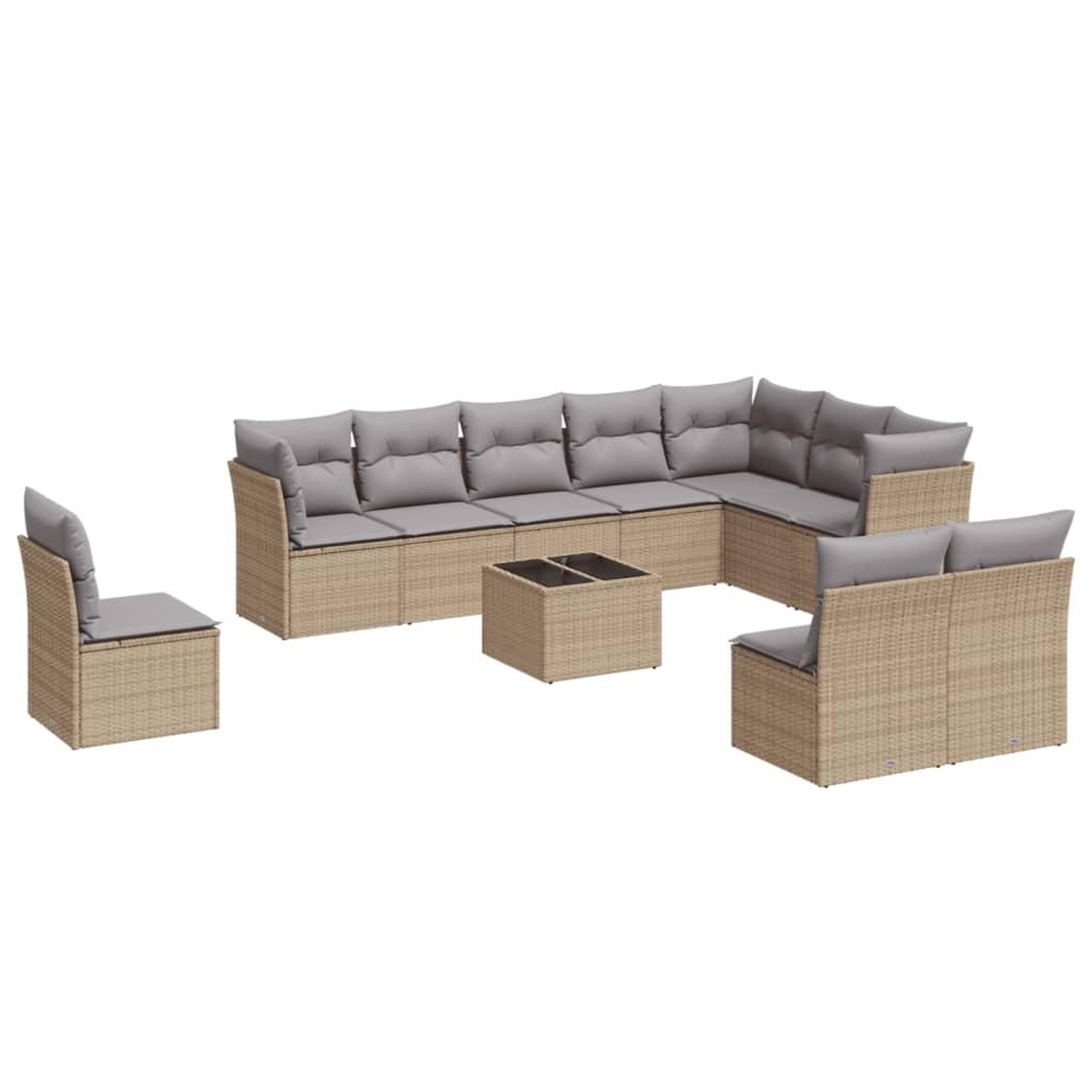Voir la diapositive 2 : VIDAXL Salon de jardin 11 pcs avec coussins beige resine tressee