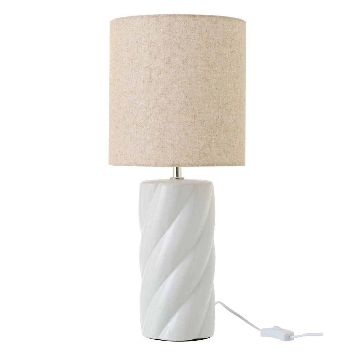 Paris Prix Lampe à Poser en Céramique  Swirl  53cm Blanc