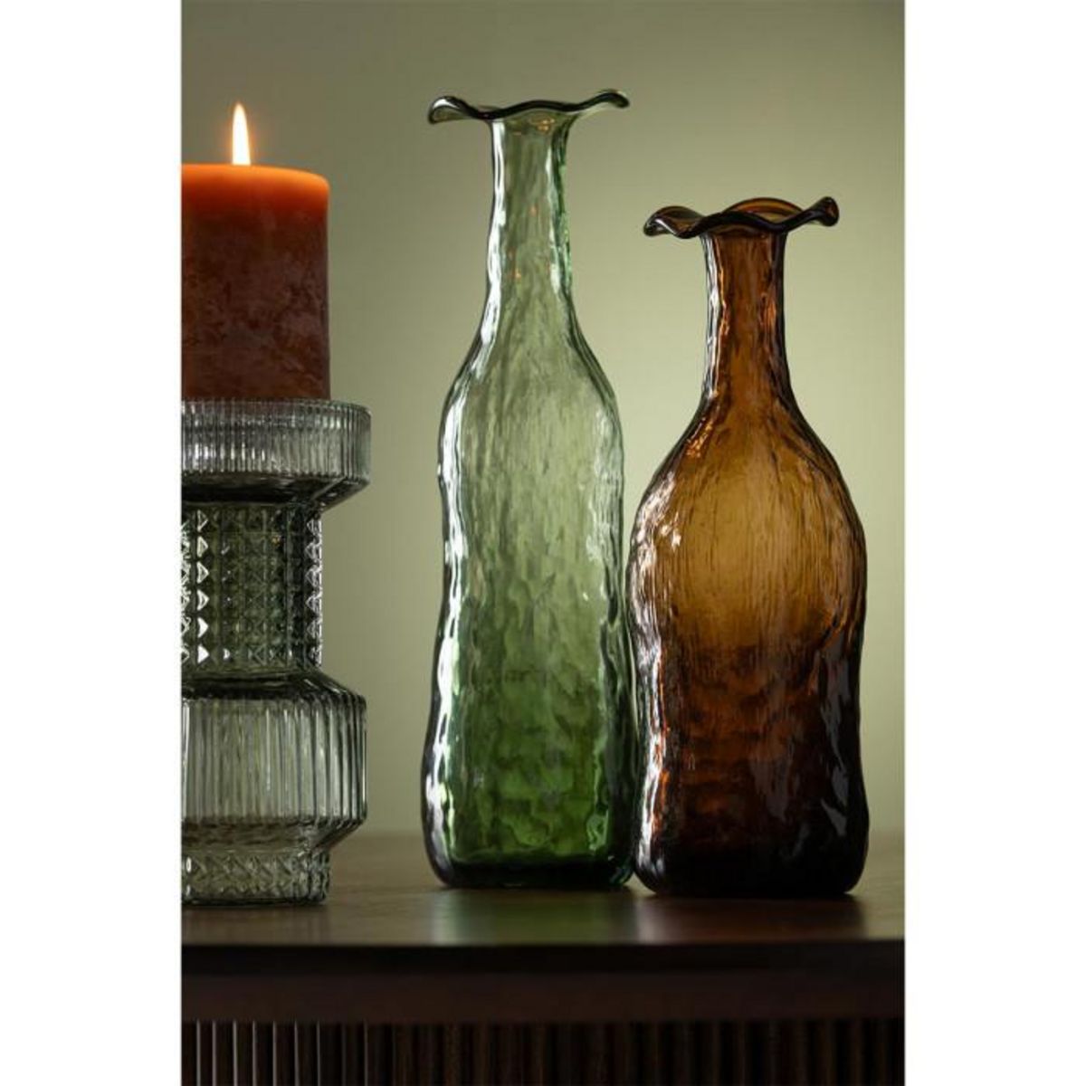 Paris Prix Vase Design en Verre  Eclosion  33cm Marron