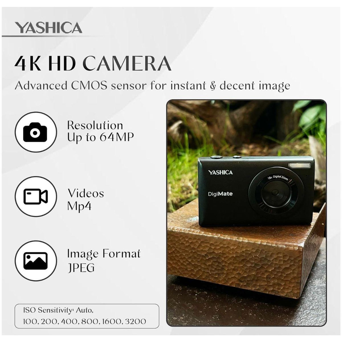 YASHICA Appareil photo Compact DigiMate 100 White