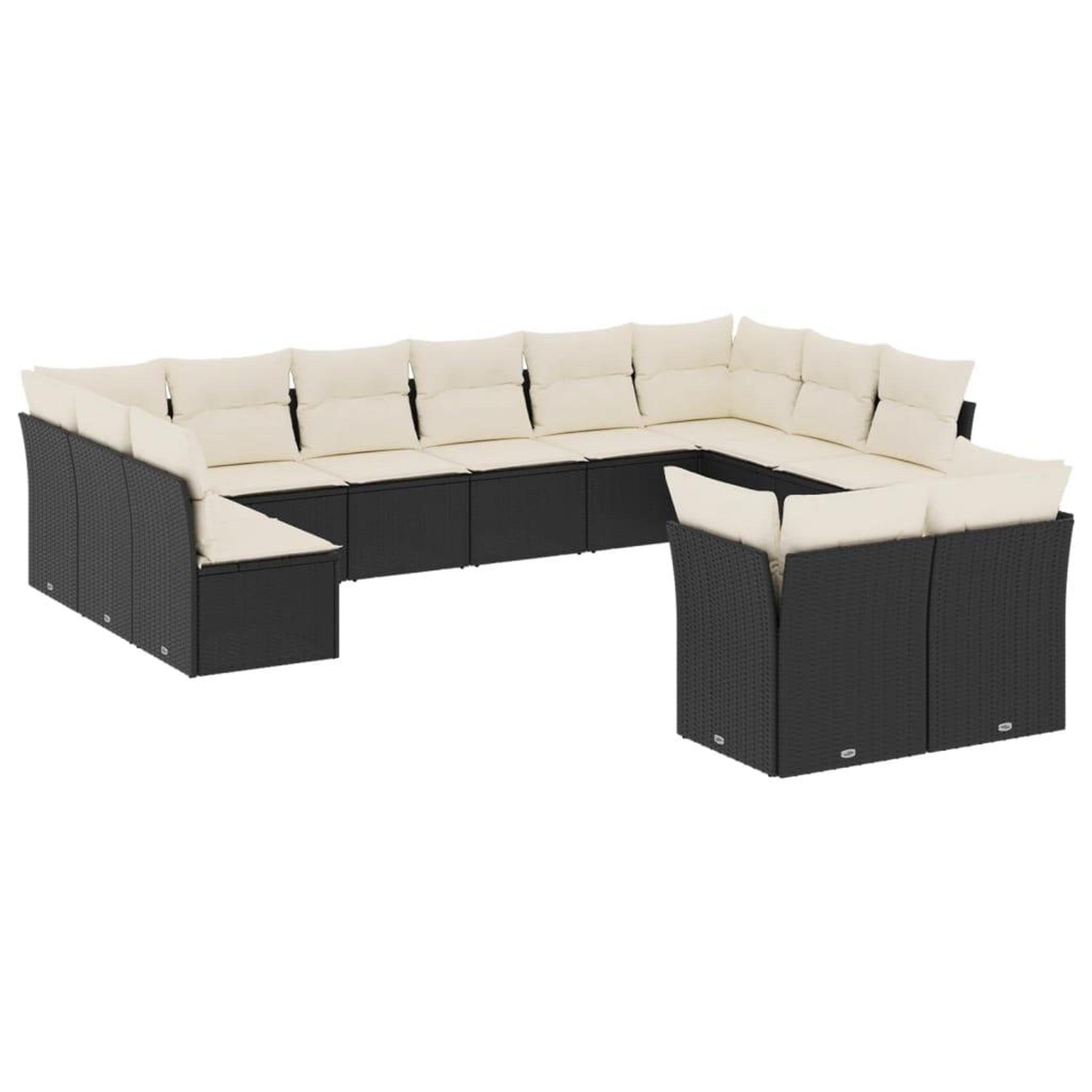 Voir la diapositive 2 : VIDAXL Salon de jardin 12 pcs avec coussins noir resine tressee