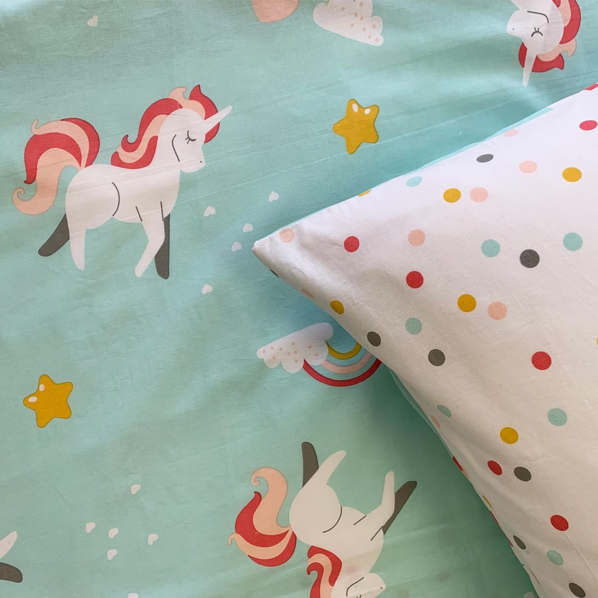 FUTURE HOME Parure de lit enfant réversible imprimé Licorne 140x200cm