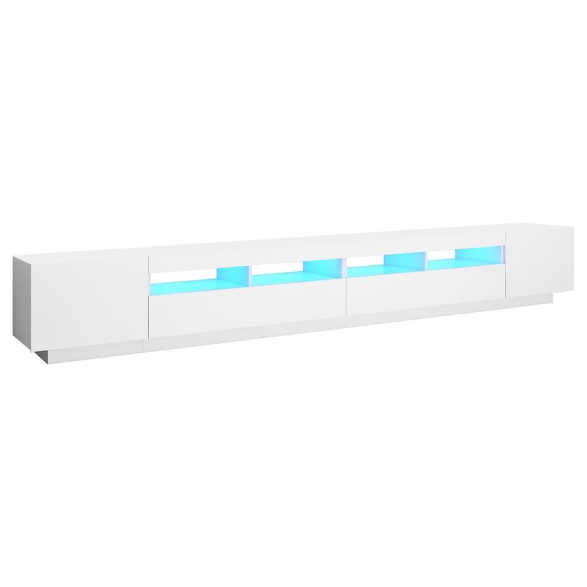 Voir la diapositive 2 : VIDAXL Meuble TV avec lumieres LED Blanc 300x35x40 cm