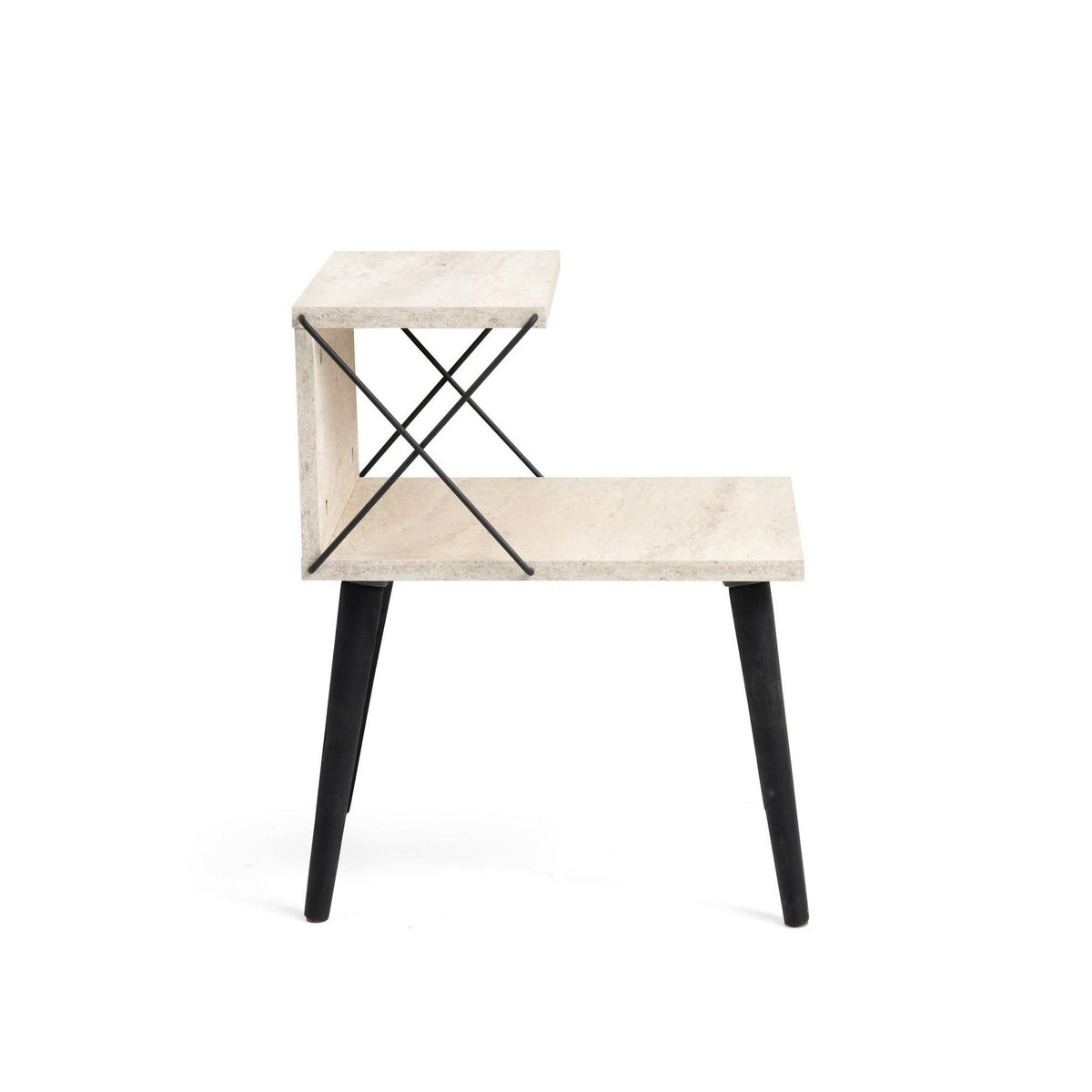 Habitat et Jardin Table de chevet en bois  Cross  50 x 40 x 55 cm - Travertin