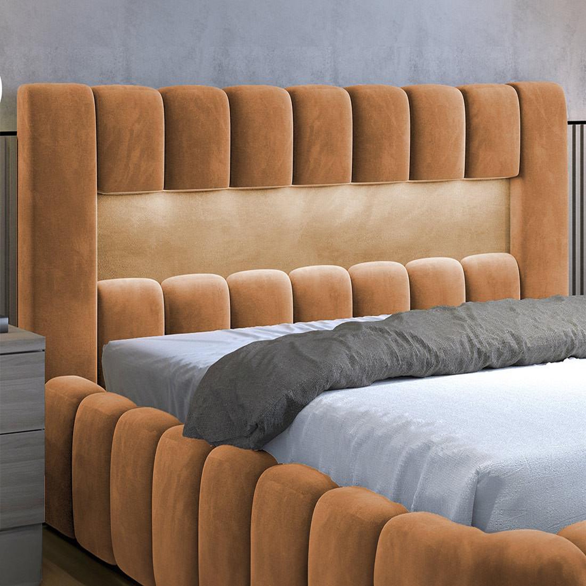Voir la diapositive 2 : BEST MOBILIER Cleo - lit coffre avec led - 180x200 cm - sommier inclus - en velours