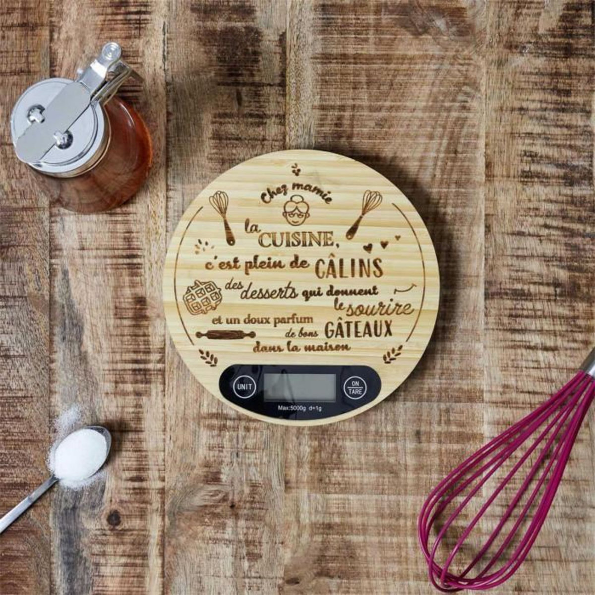 Paris Prix Balance de Cuisine Électronique  Mamie Lily  18cm Marron