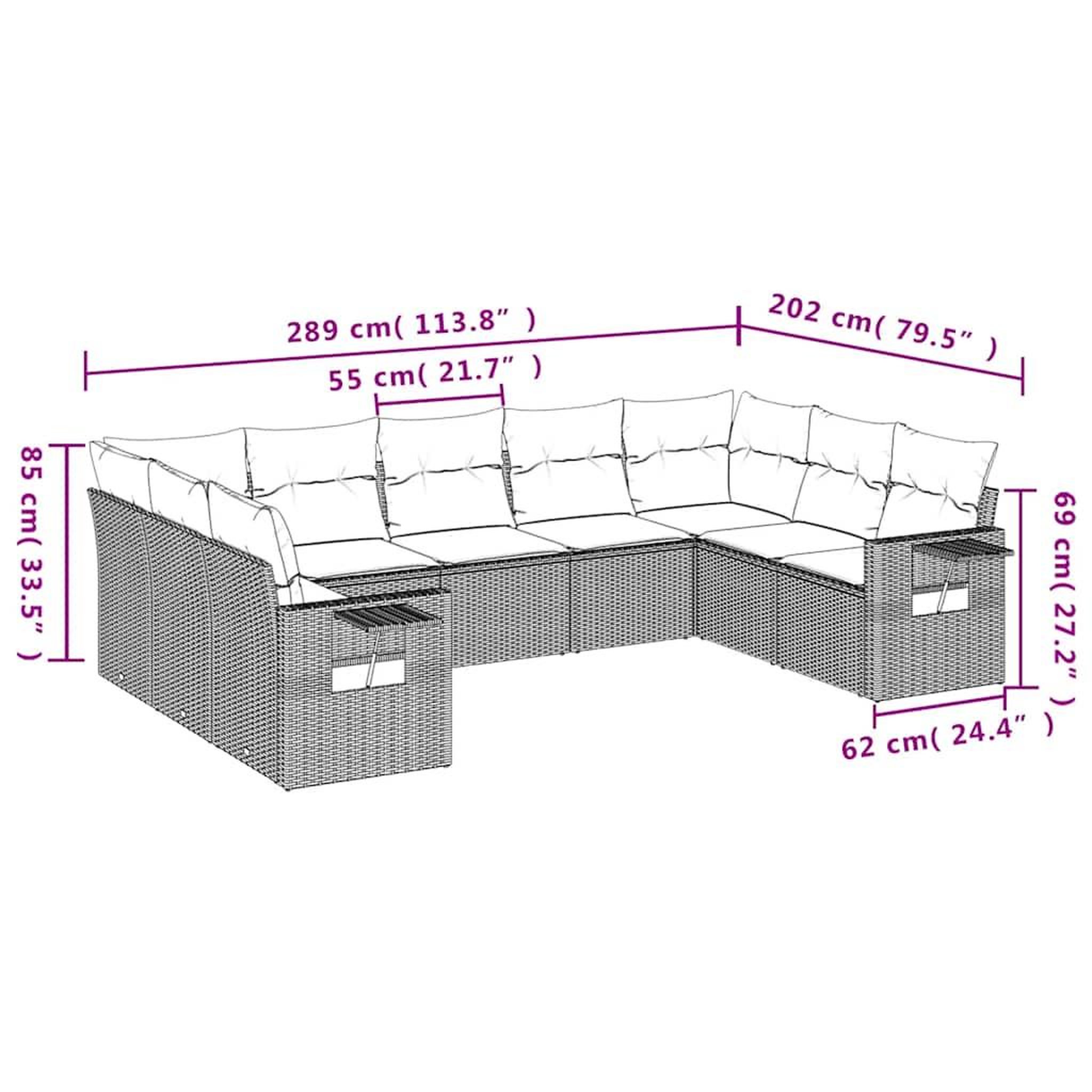 Voir la diapositive 6 : VIDAXL Salon de jardin 9 pcs avec coussins gris clair resine tressee