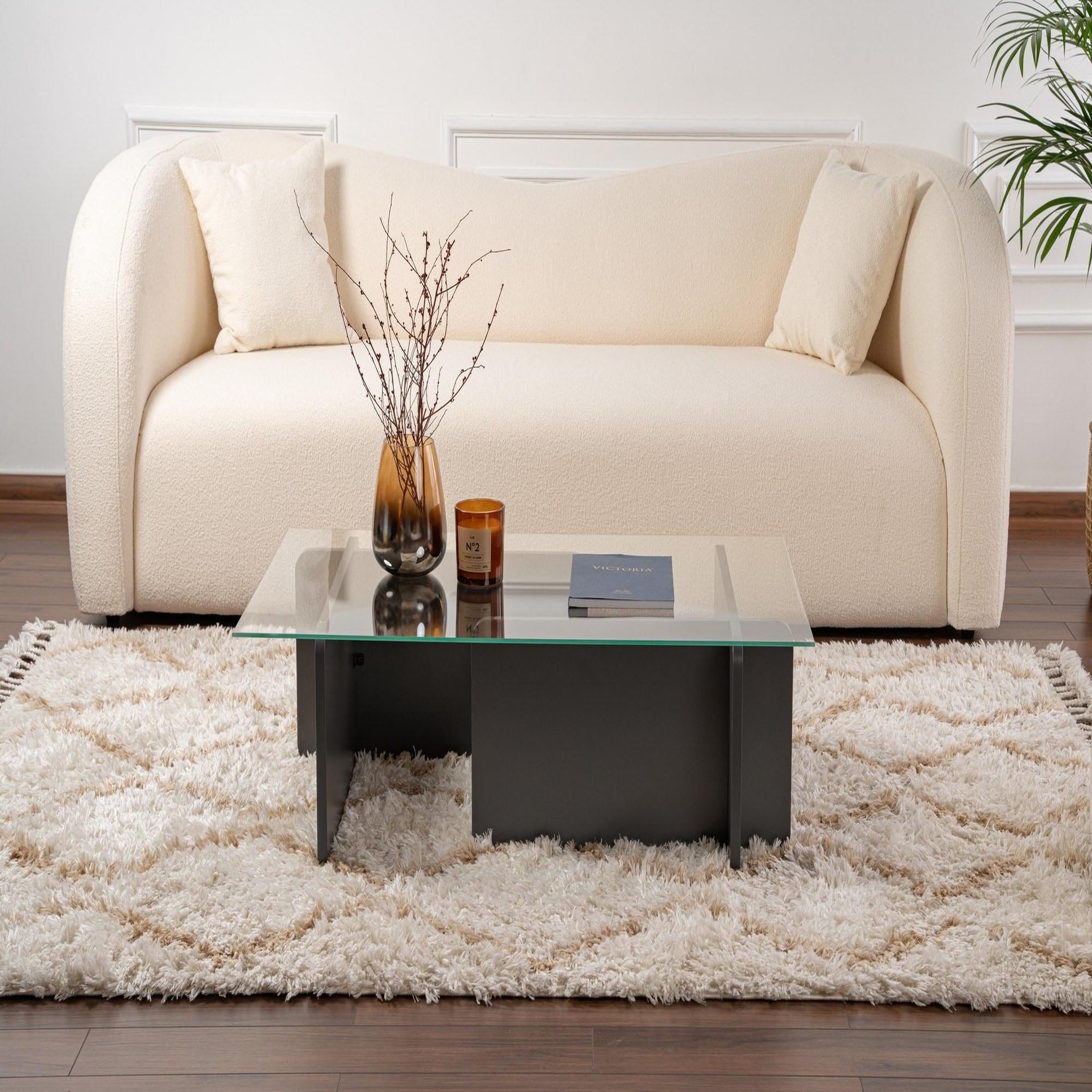 Voir la diapositive 4 : Habitat et Jardin Table basse en verre  flavio  105 x 65 x 30 cm - anthracite