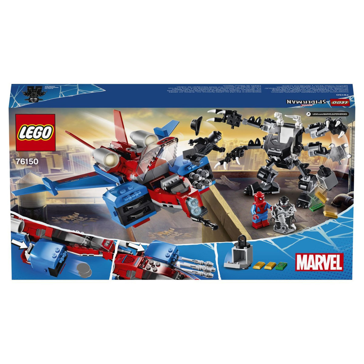 LEGO Super Héros Marvel Spiderman 76150 - Le Spider-jet contre le robot de Venom