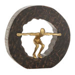Paris Prix Statuette Déco  Personnage Force  27cm Noir & Or