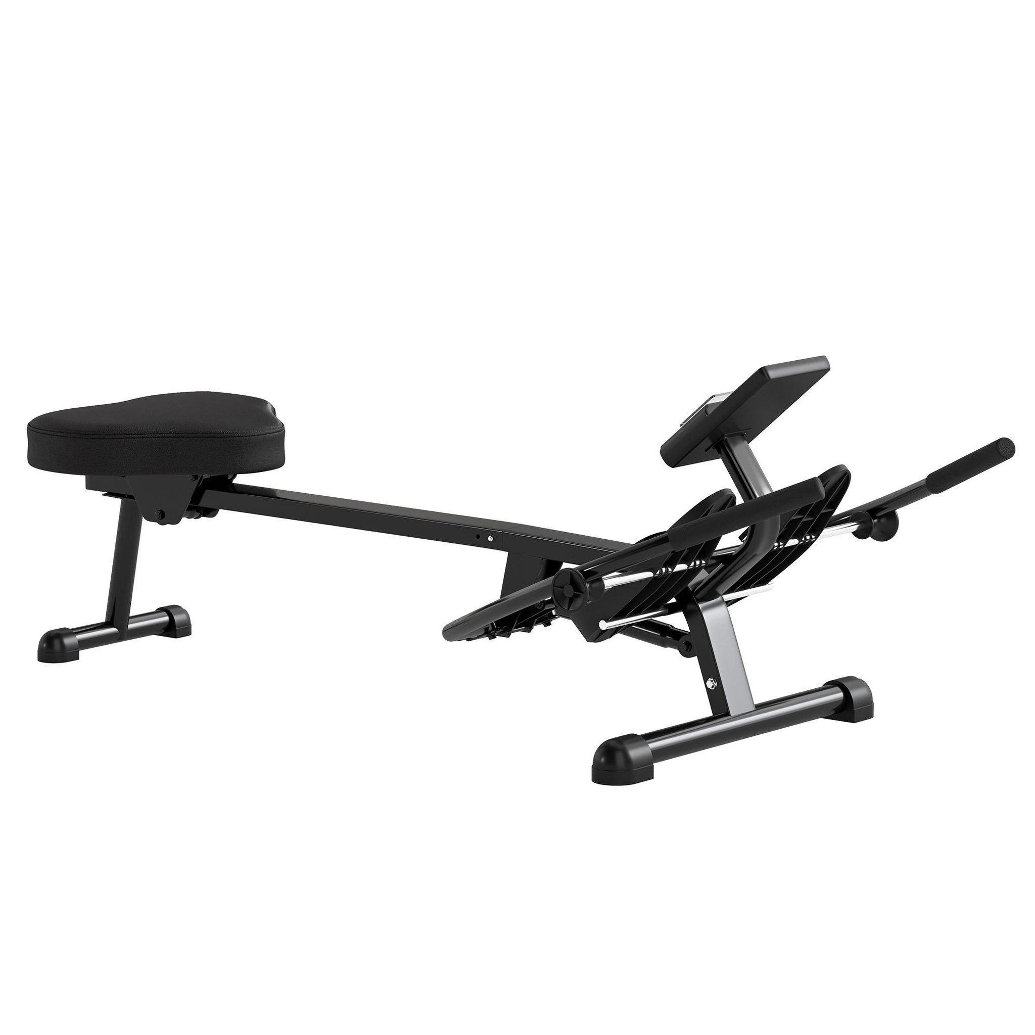 HOMCOM Rameur hydraulique 12 niveaux de résistance écran lcd multifonction max. 130kg acier pu noir