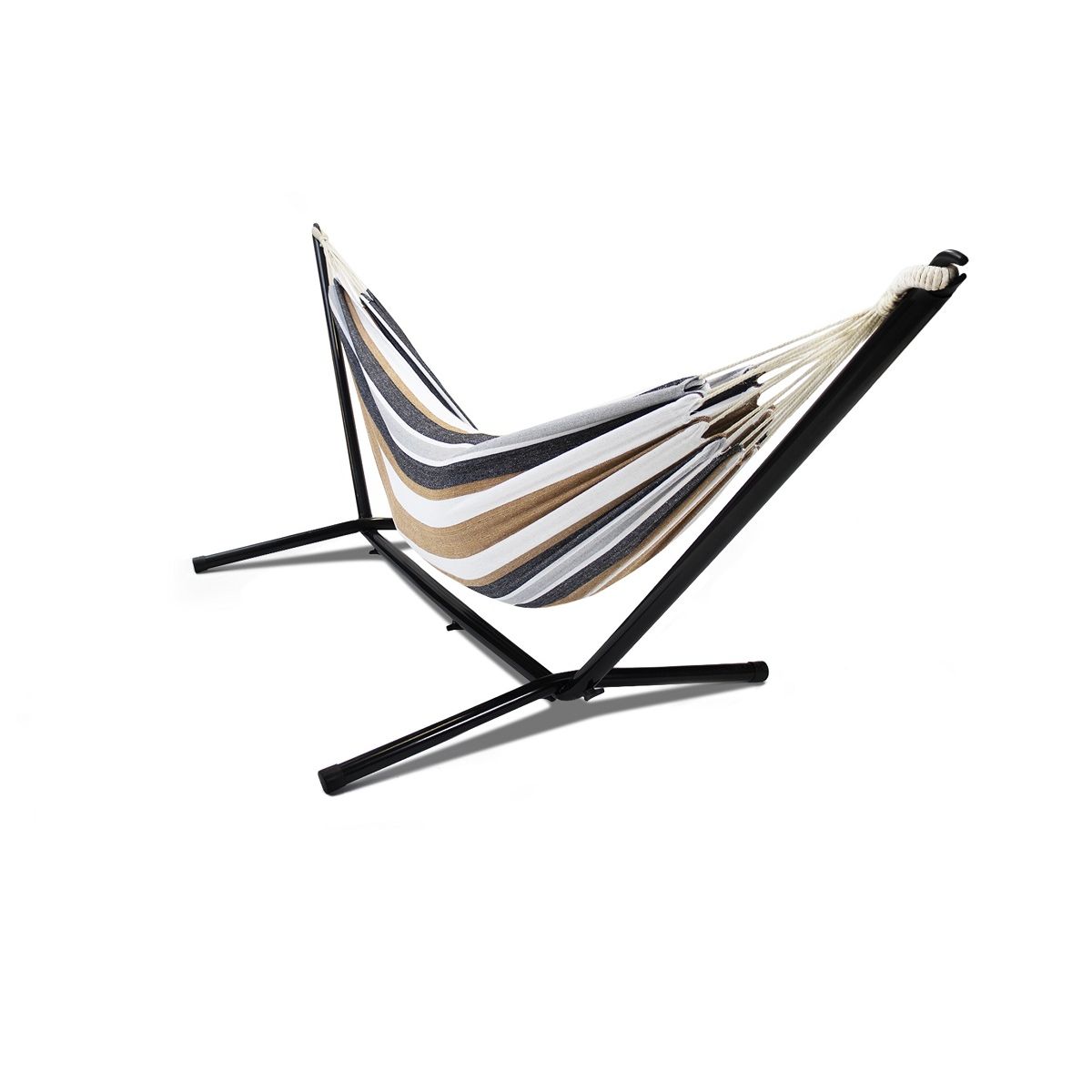 Hamac 282x110x100cm rayé brun