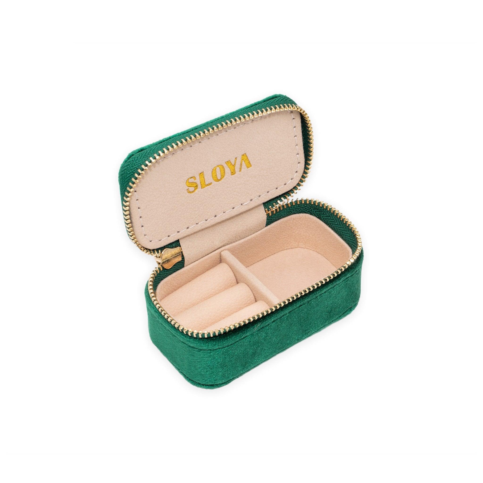Voir la diapositive 1 : SLOYA Mini boîte à bijoux velours vert emeraude