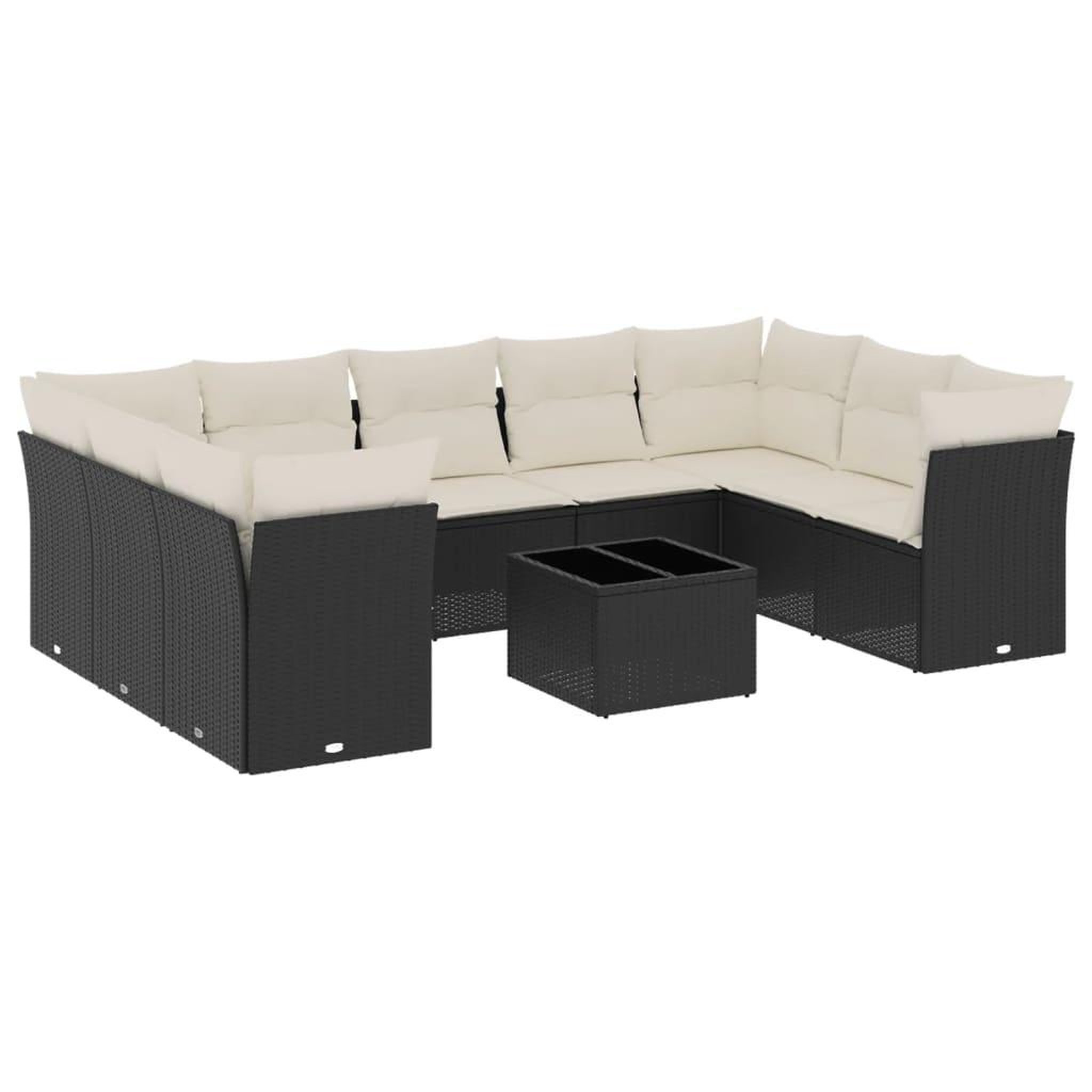 Voir la diapositive 2 : VIDAXL Salon de jardin 10 pcs avec coussins noir resine tressee