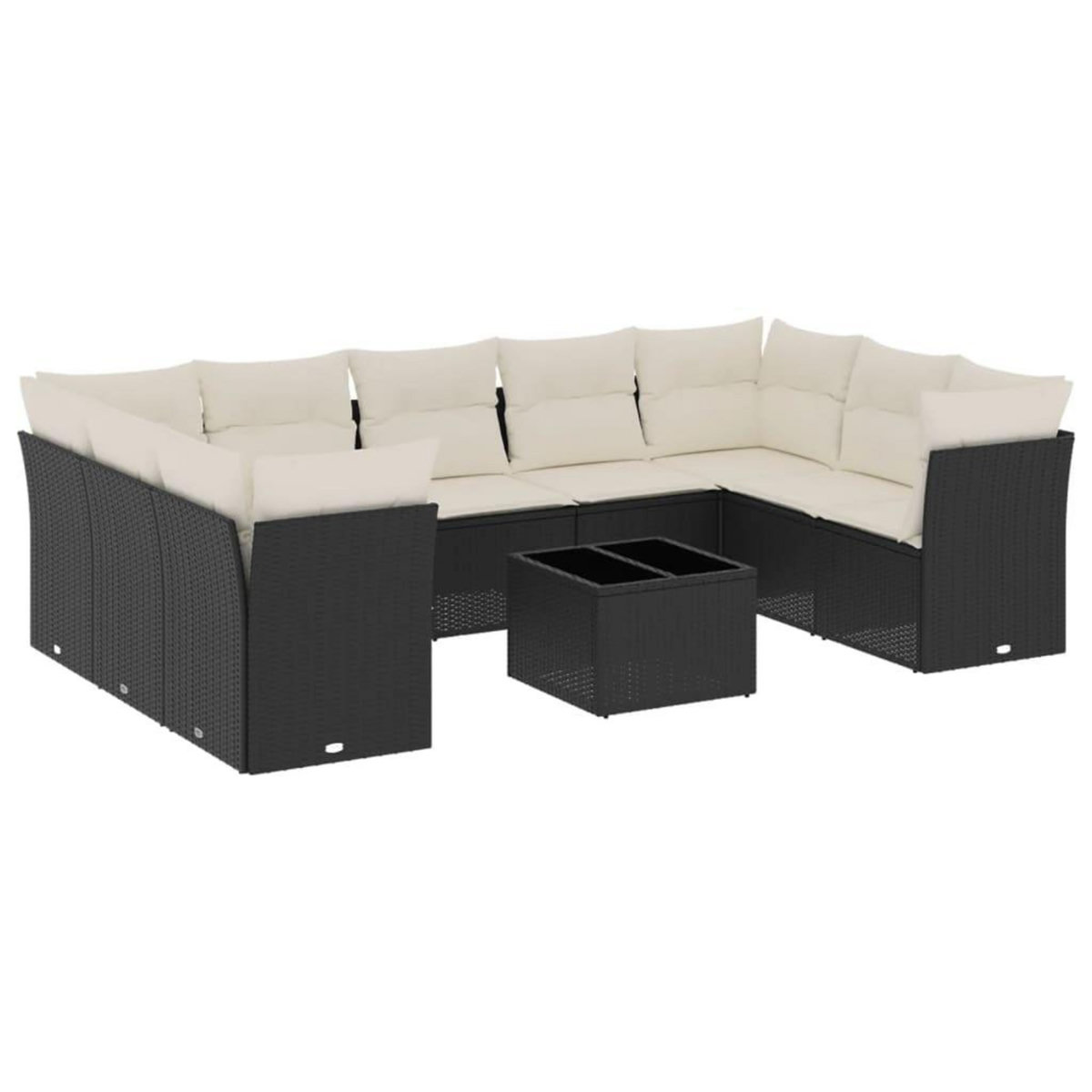 VIDAXL Salon de jardin 10 pcs avec coussins noir resine tressee