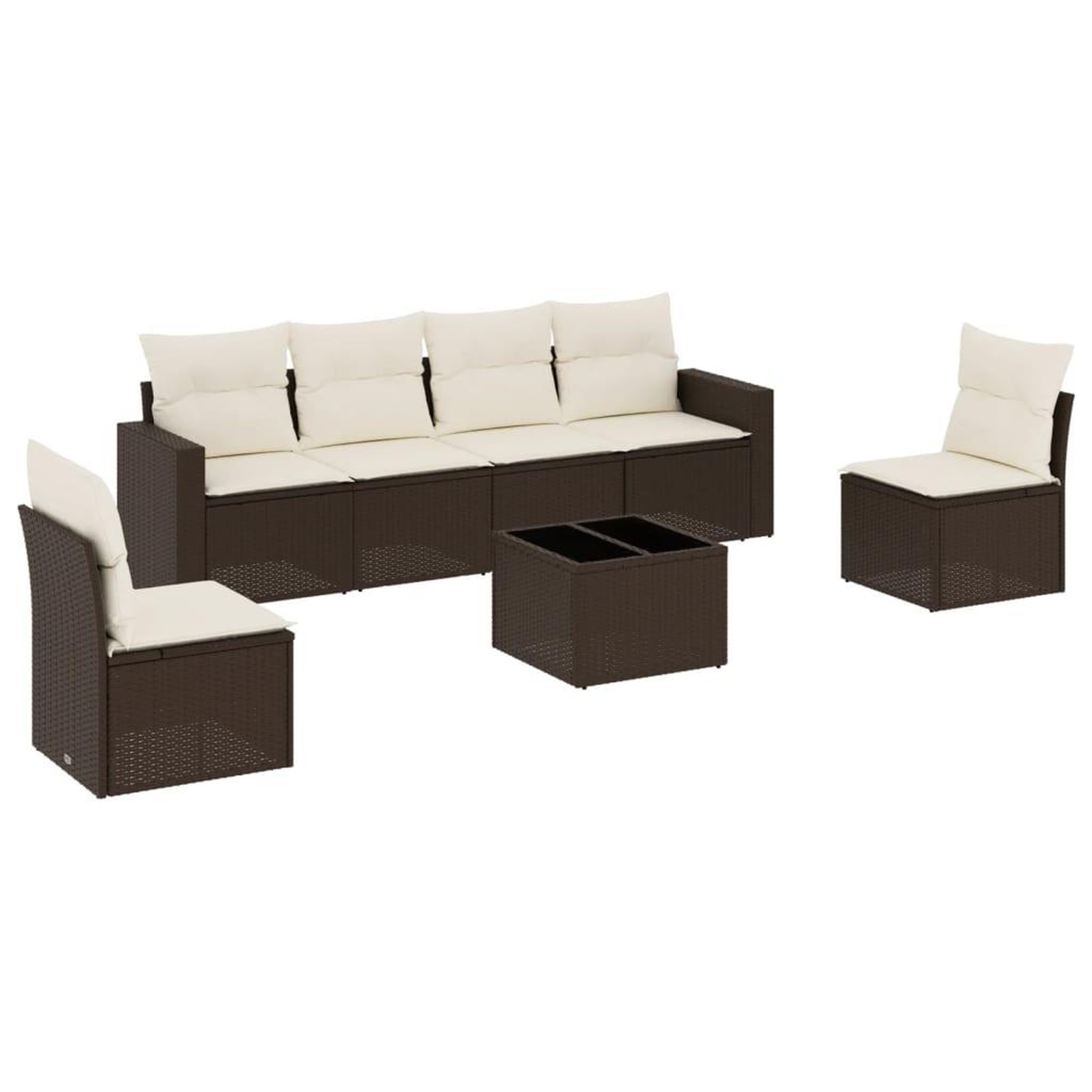 Voir la diapositive 2 : VIDAXL Salon de jardin avec coussins 7 pcs marron resine tressee