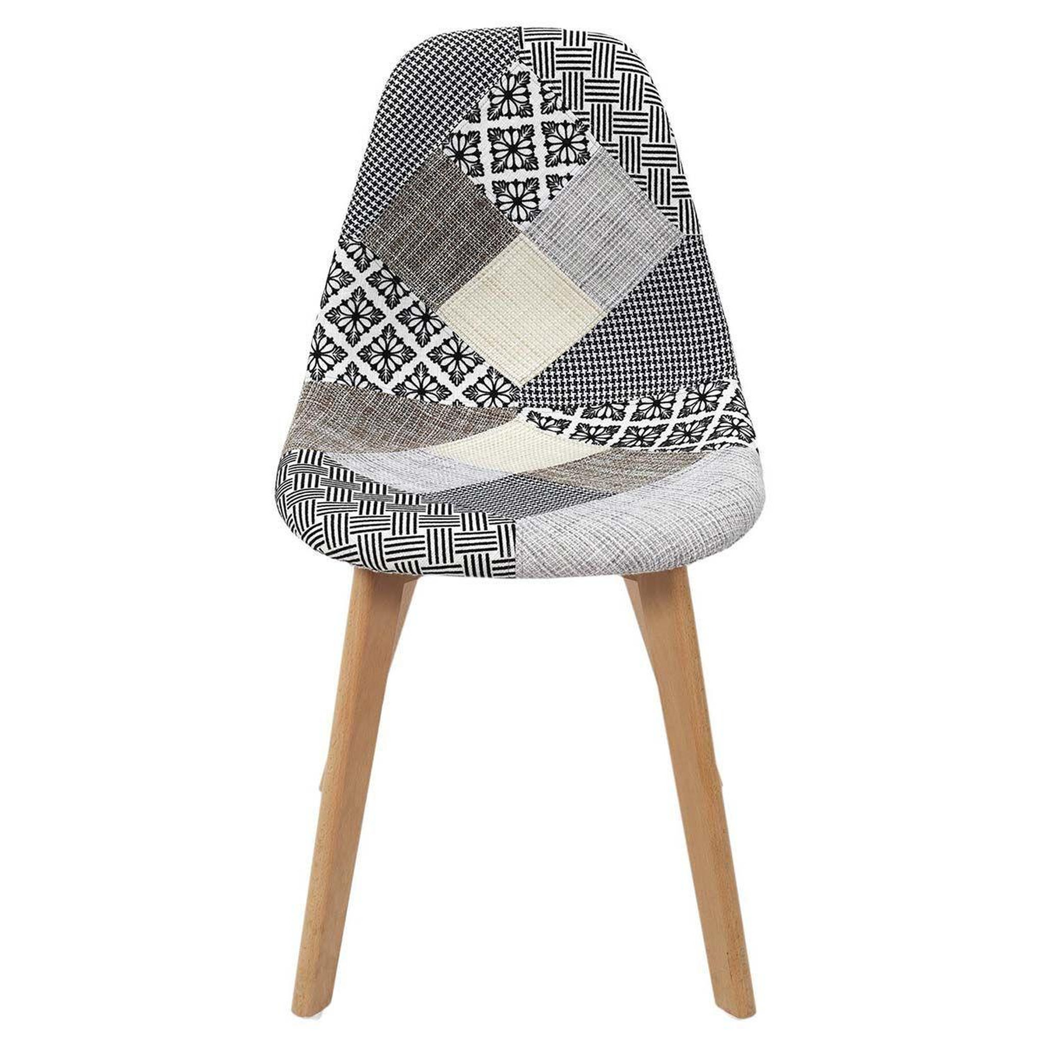 Voir la diapositive 2 : The Home Deco Factory Lot de 4 chaises design  patchwork  86cm gris