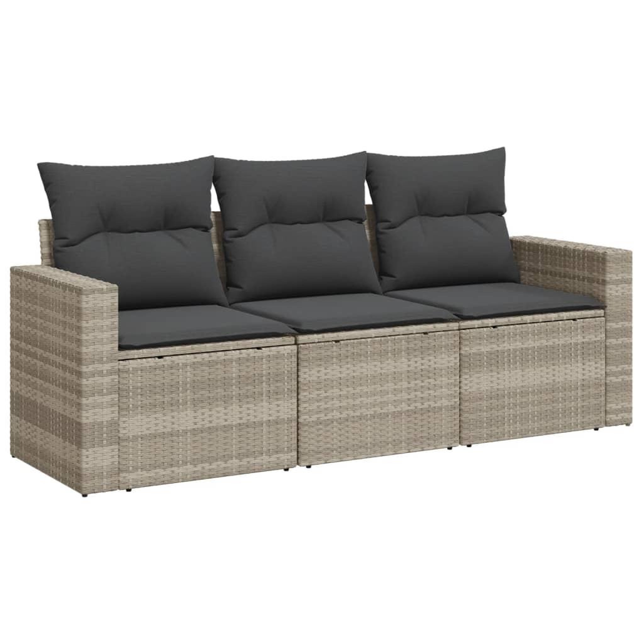 Voir la diapositive 2 : VIDAXL Salon de jardin avec coussins 3 pcs gris clair resine tressee