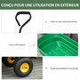 Voir la diapositive 6 : OUTSUNNY Chariot de jardin à main benne basculante 75° 75L charge max. 200 Kg 4 roues pneumatiques acier PP jaune vert