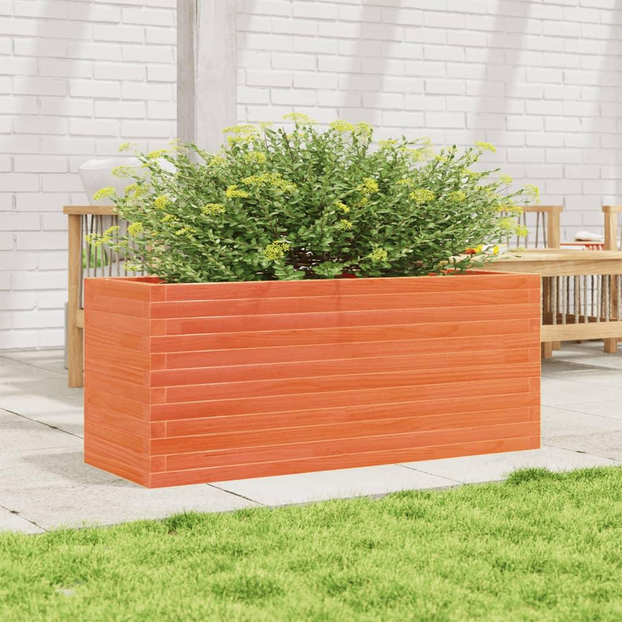 Voir la diapositive 3 : VIDAXL Jardiniere cire marron 110x40x46 cm bois de pin massif