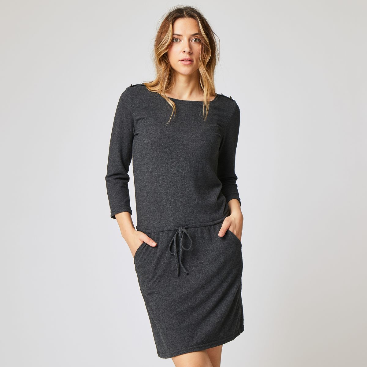 IN EXTENSO Robe col bateau grise femme