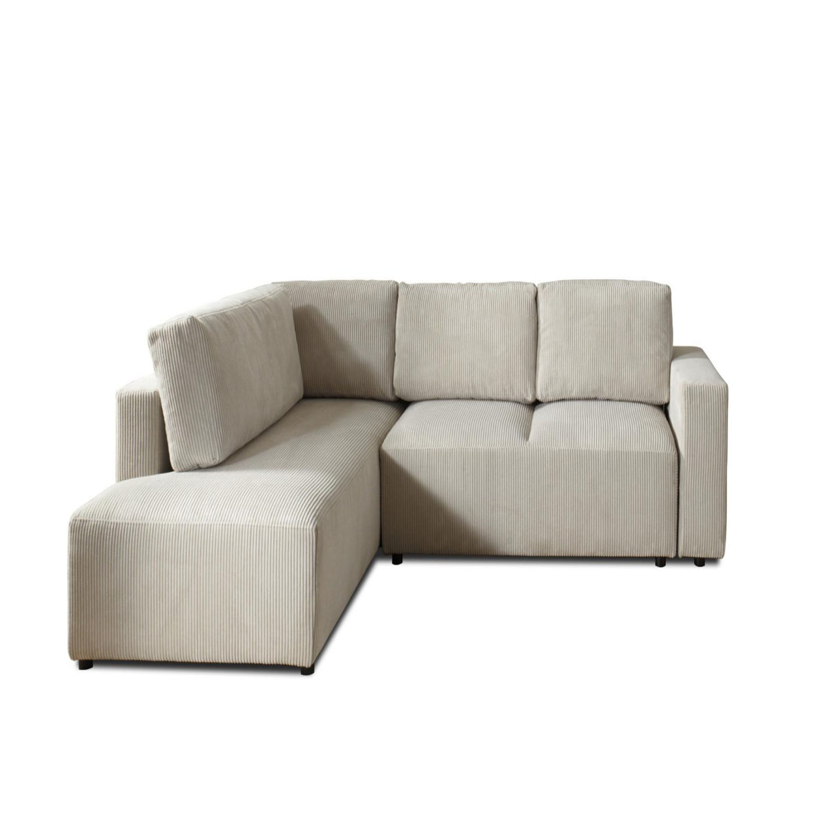 LISA DESIGN Livy - canapé d'angle convertible - avec coffre - en velours côtelé - 5 places - gauche