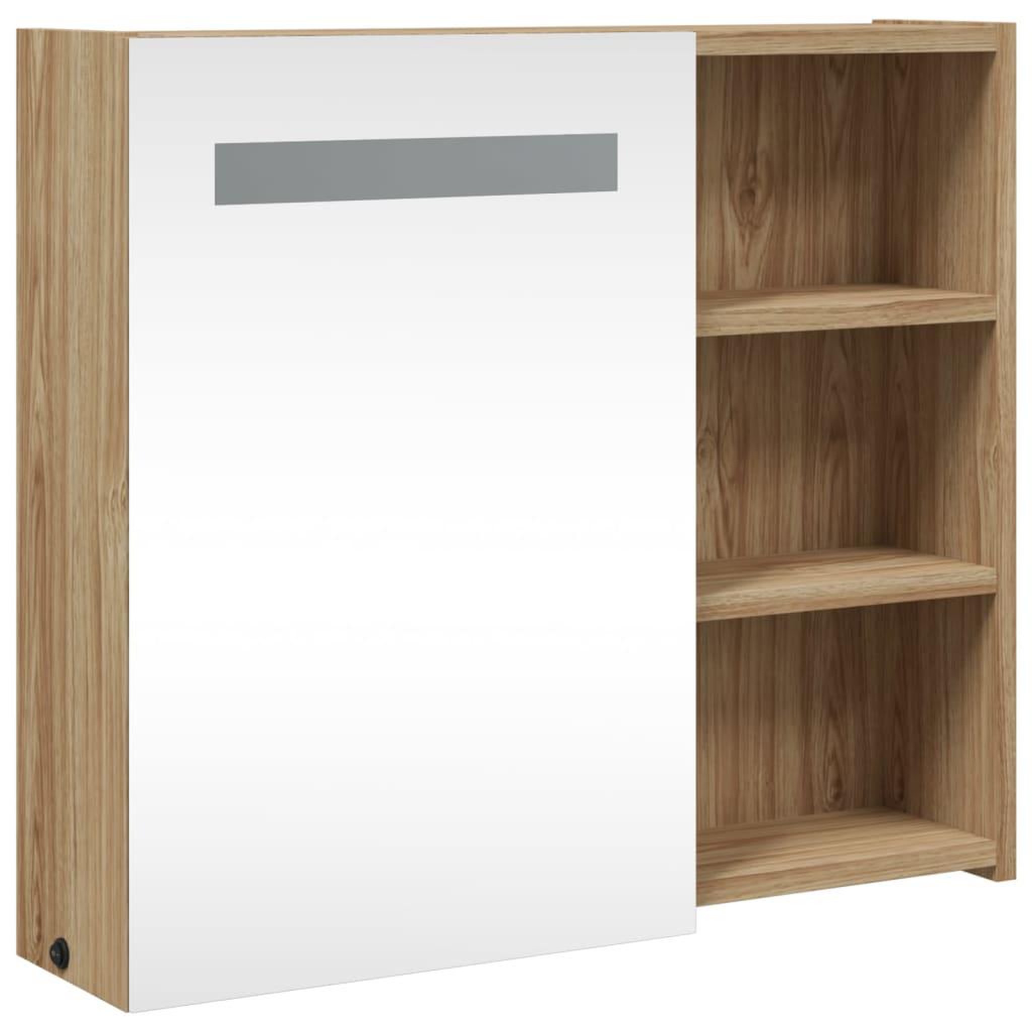 Voir la diapositive 4 : VIDAXL Armoire de salle de bain a miroir avec LED chene 60x13x52 cm