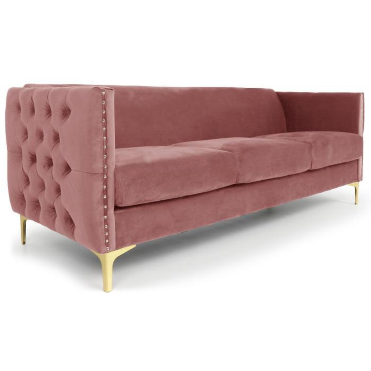 Paris Prix Canapé 3 Places en Velours  Suez  204cm Rose