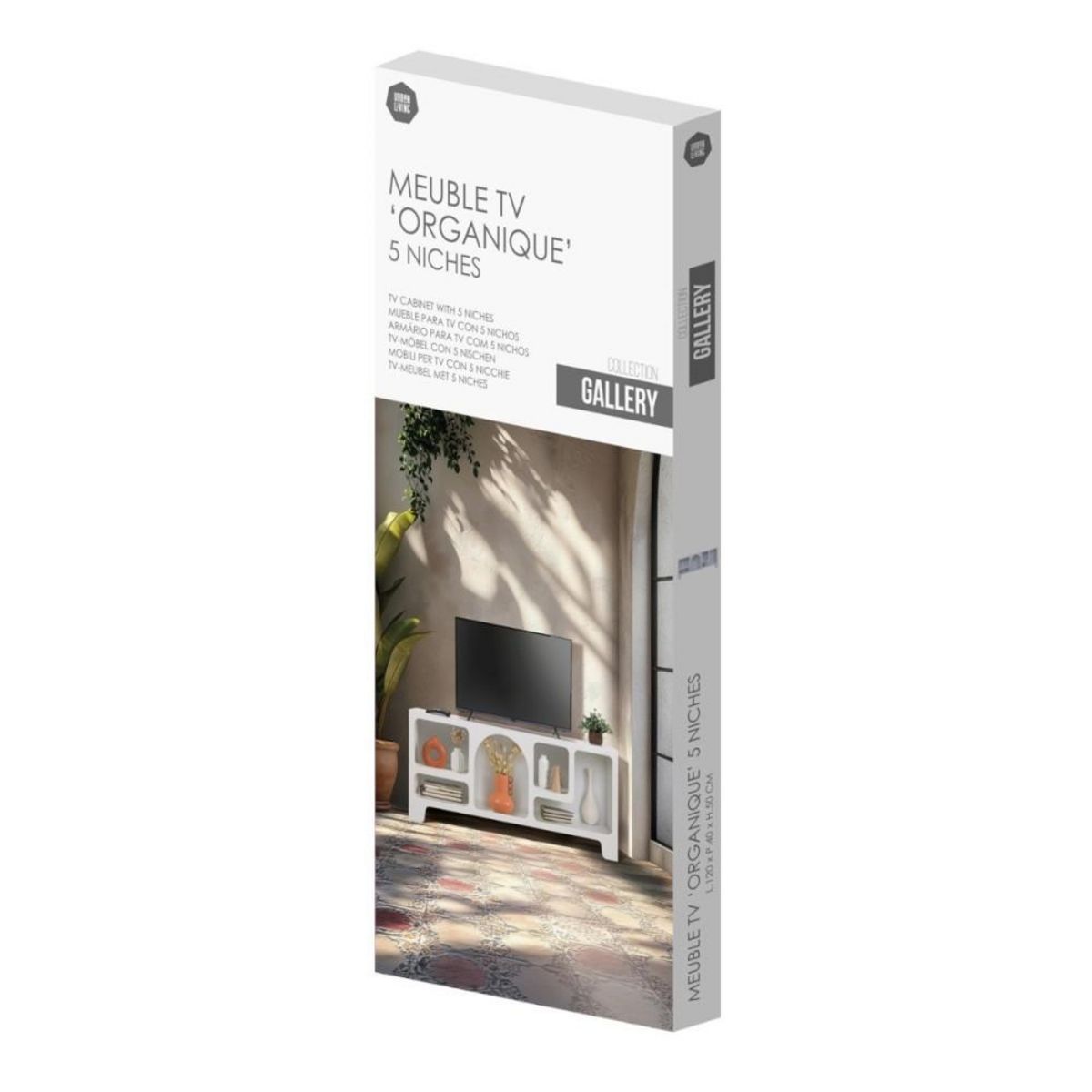 FORNORD Meuble TV blanc 5 niches Gallery