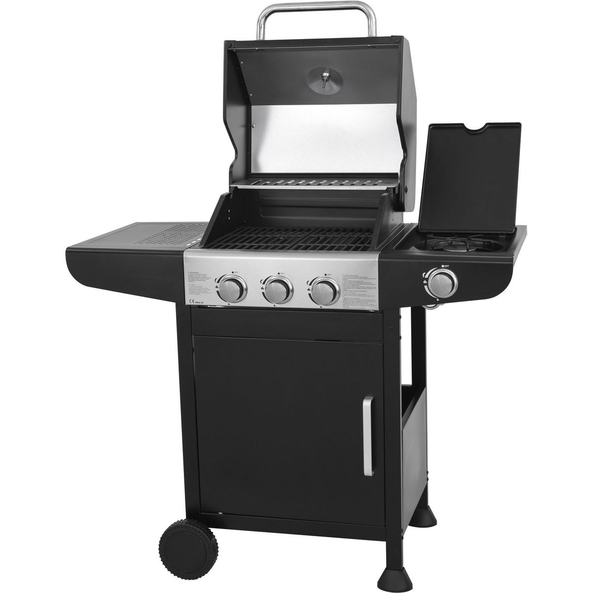 GARDENSTAR Barbecue à gaz en acier 3 feux et 1 latéral acier 