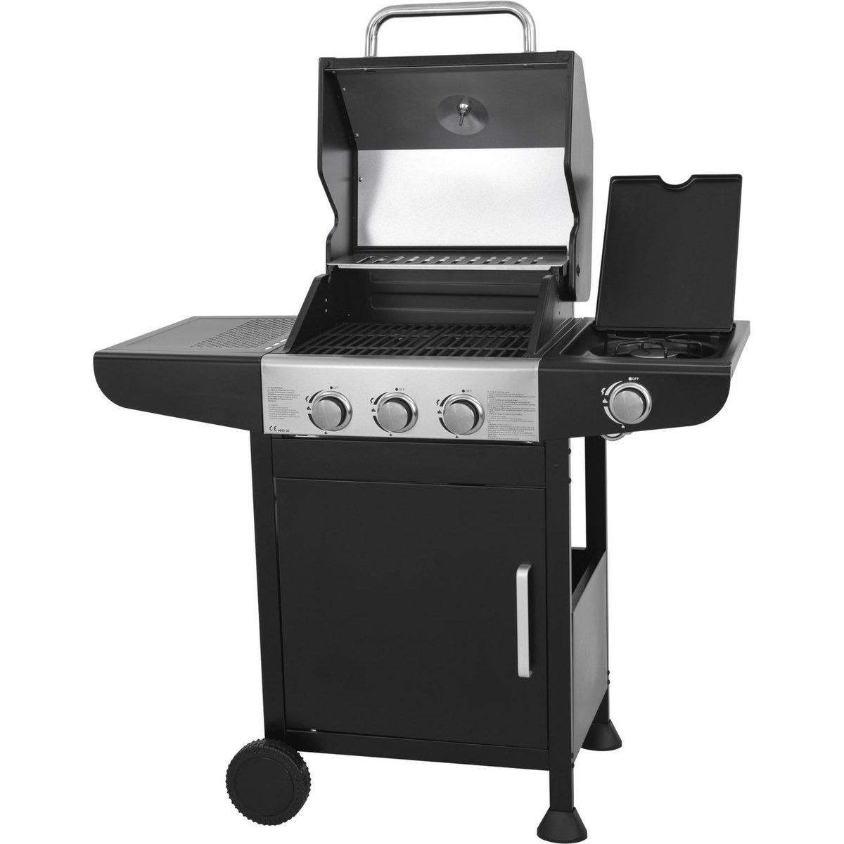 GARDENSTAR Barbecue à gaz en acier 3 feux et 1 latéral acier 