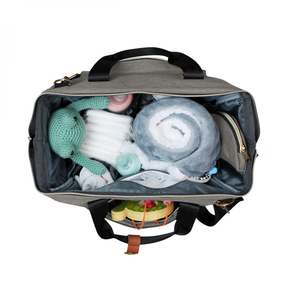 Monsieur Bébé Sac à langer multifonction pour bébé 12 poches avec trousse isotherme - 47 x 30 x 18.5 cm