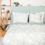 Home collection Parure housse de couette Coton-lin lavé 115g/m² + coton lavé 57 fils/cm² Pampelune. Coloris disponibles : Bleu