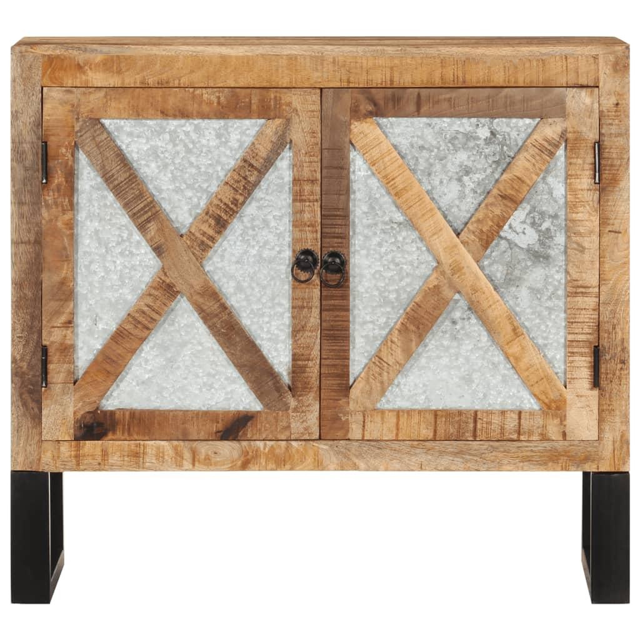 Voir la diapositive 3 : VIDAXL Buffet 80x30x71 cm bois de manguier brut massif et metal
