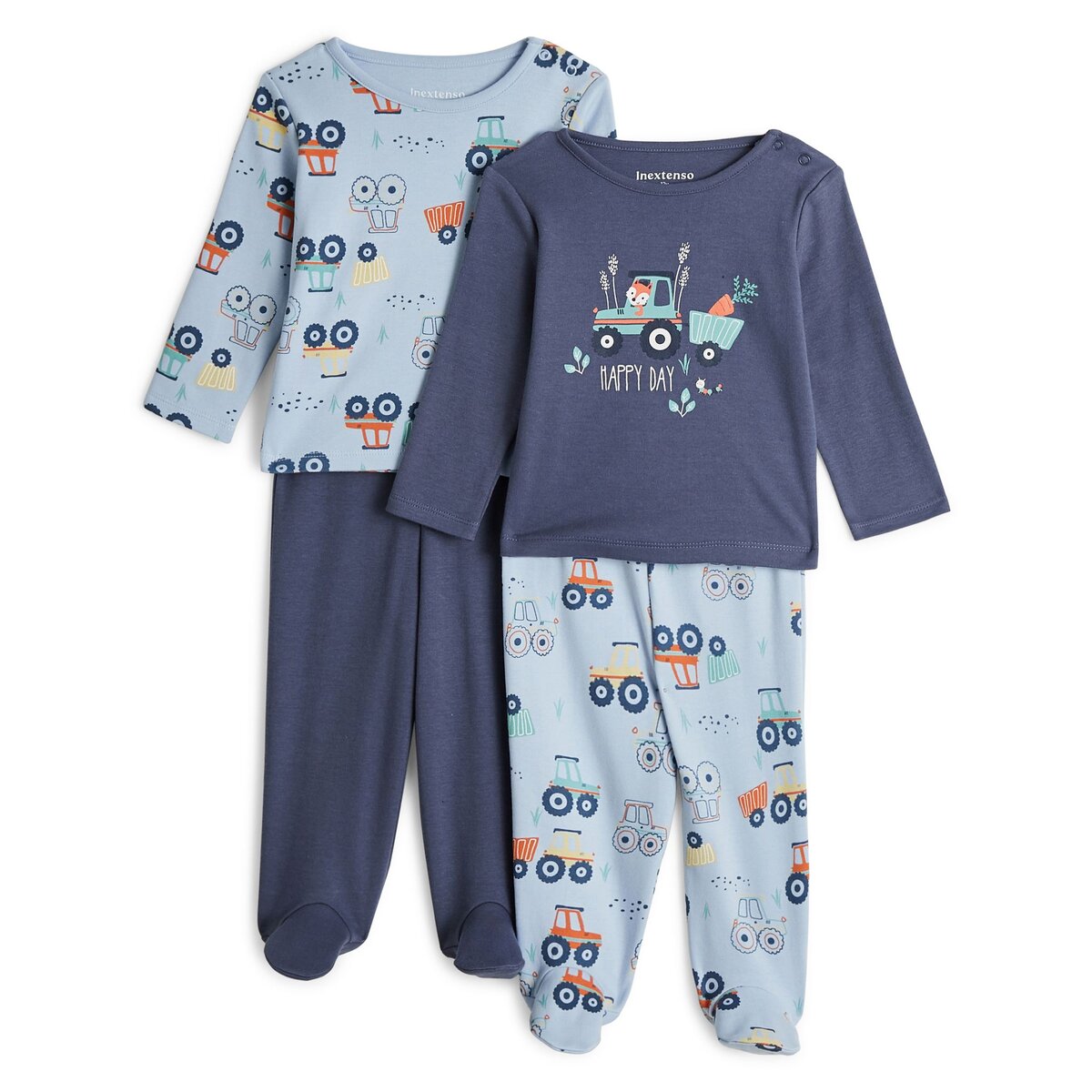 Lot de 2 pyjamas velours 100 % coton biologique - 1 à 6 mois Premiers  Moments