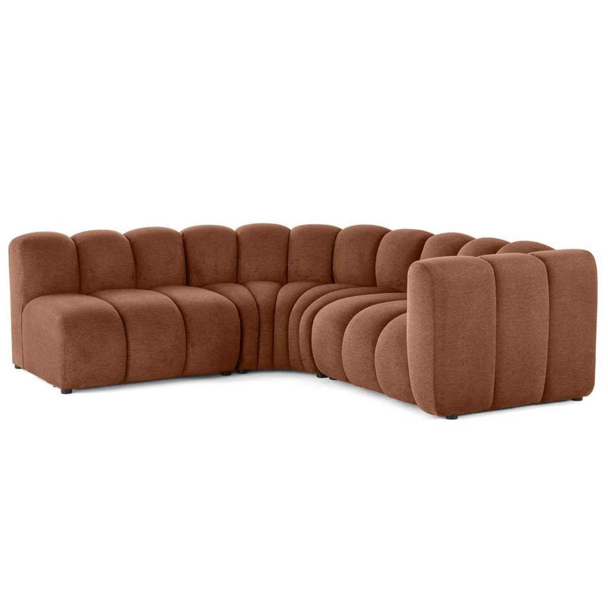 LISA DESIGN Debbie - canapé modulable d'angle gauche 4 places avec accoudoir en tissu texturé