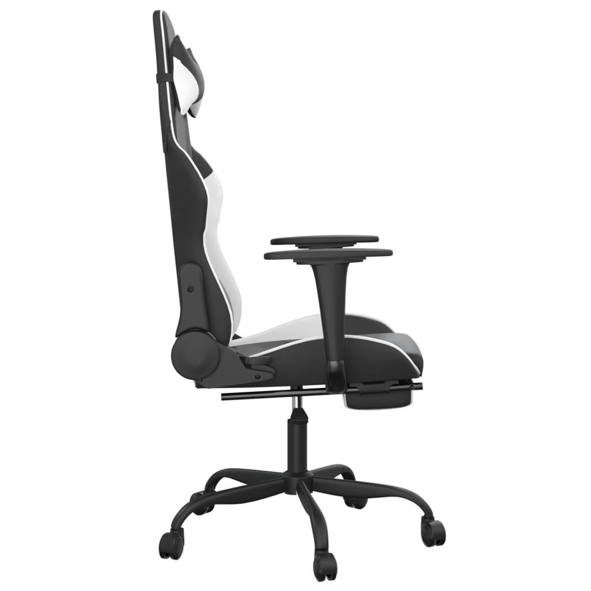 Voir la diapositive 5 : VIDAXL Chaise de jeu de massage avec repose-pied Noir&Blanc Similicuir