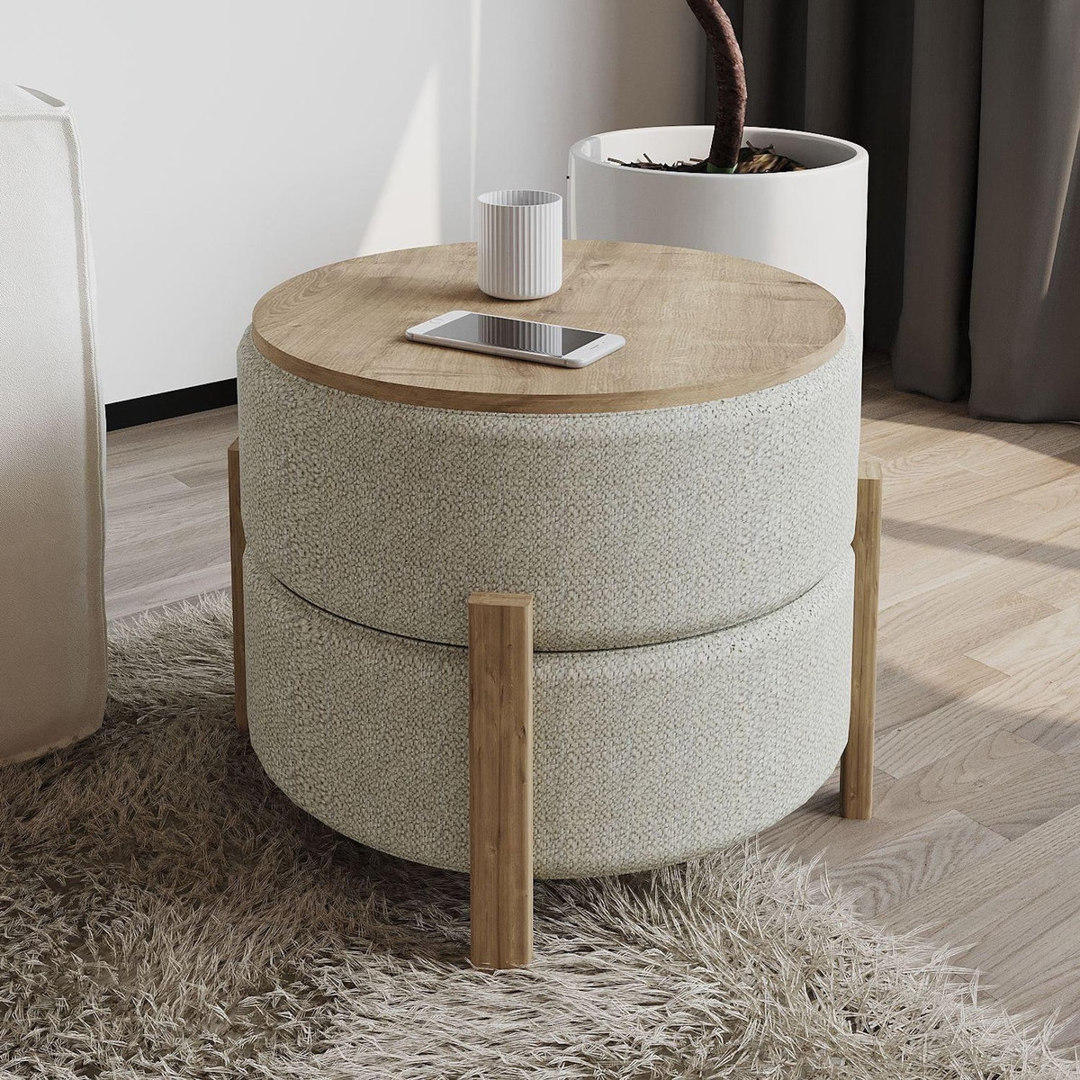 Habitat et Jardin Pouf en bois  Clone  - 47 x 48 x 45 cm - Beige